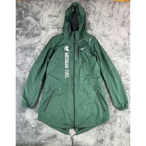 Nike Michigan State‎ Spartans Jacket Women's Small Green Zip Up Long Windbreaker